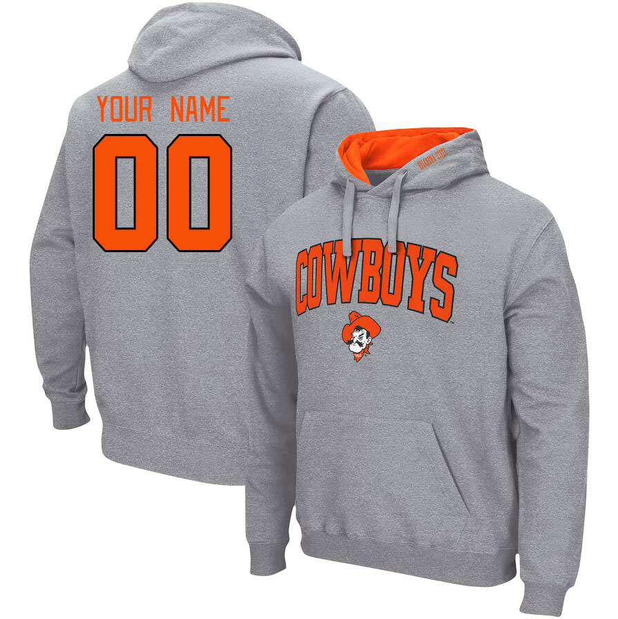 Custom Oklahoma State Cowboys Name And Number College Hoodie-Gray - Click Image to Close